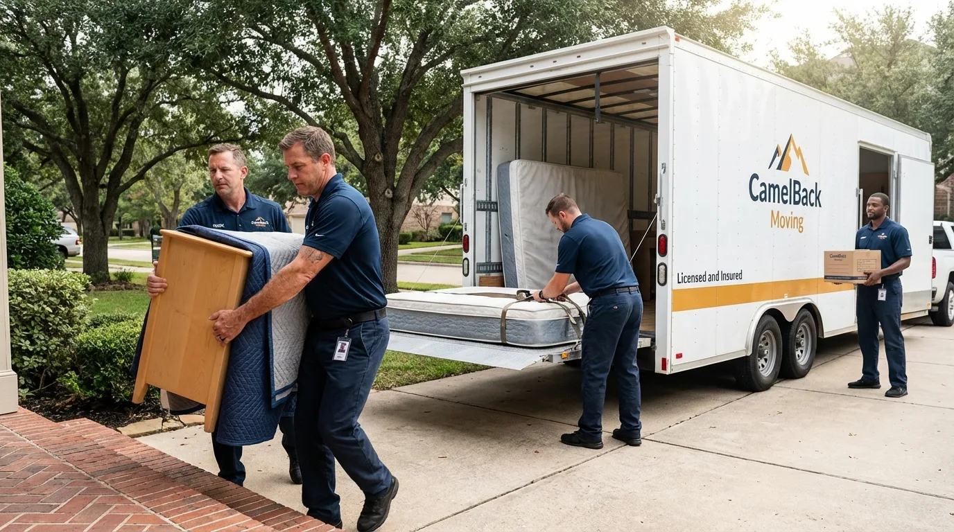 Crew loading residential truck for cross-state move from Uncasville, CT