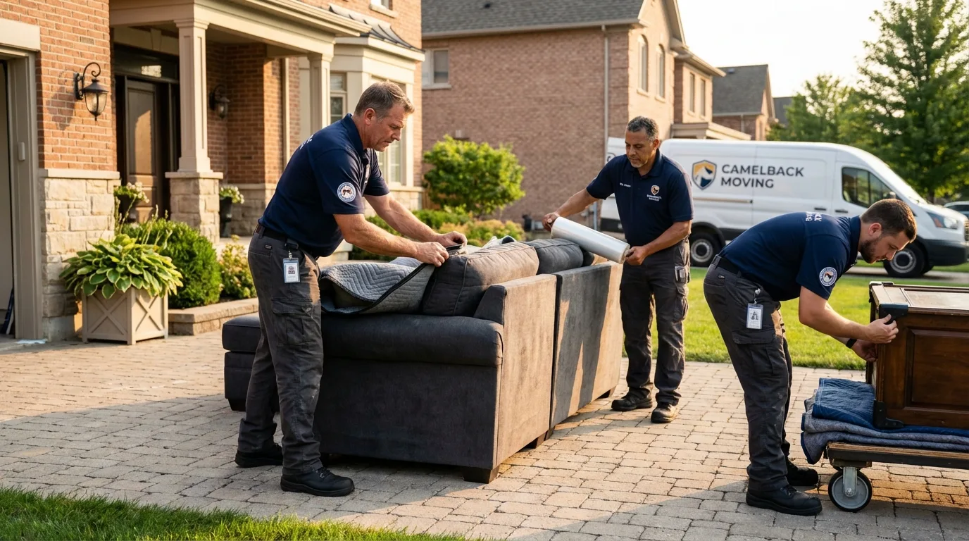 Large estate moving crew wrapping furniture in Uncasville, CT
